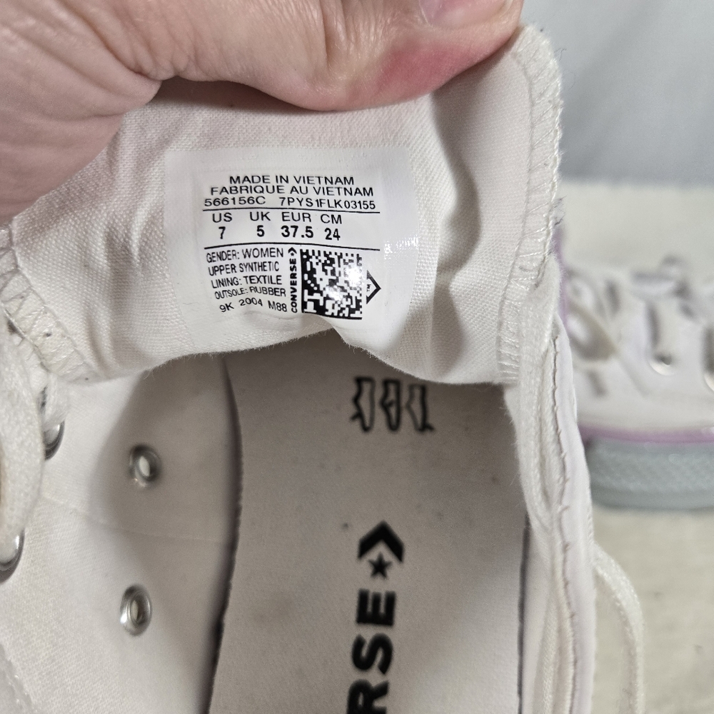 Convere All Star White Leather Platform  Low Top Shoes Size 7 - Picture 6 of 8